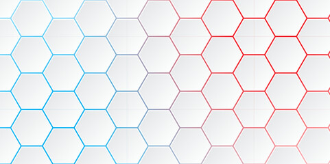 Abstract Hexagon white background. Abstract background design with white hexagon and colorful light. Abstract. Hexagon. Vector.