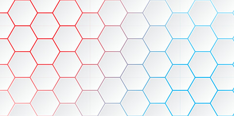 Abstract Hexagon white background. Abstract background design with white hexagon and colorful light. Abstract. Hexagon. Vector.