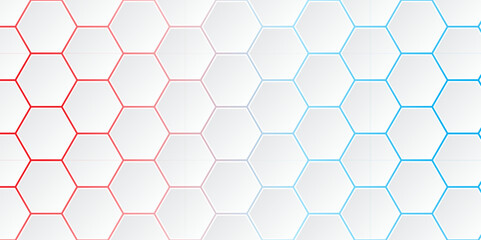 Abstract Hexagon white background. Abstract background design with white hexagon and colorful light. Abstract. Hexagon. Vector.