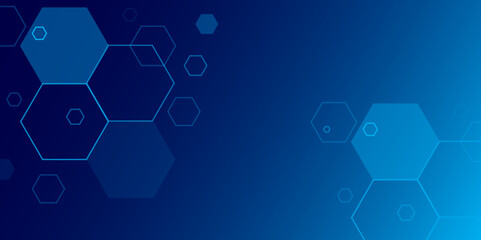 Abstract Blue Technology Background with Hexagonal Shapes. Abstract technology background with blue hexagon. Vector. Hexagon.