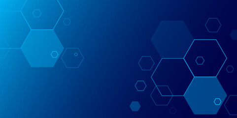 Abstract Blue Technology Background with Hexagonal Shapes. Abstract technology background with blue hexagon. Vector. Hexagon.