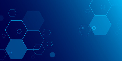 Abstract Blue Technology Background with Hexagonal Shapes. Abstract technology background with blue hexagon. Vector. Hexagon.