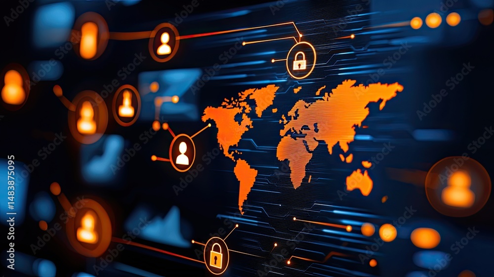 Poster Global Network Security System Protecting User Data Worldwide