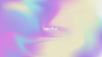 Noise Gradient Background. Abstract Grainy Bg In Pink, Purple And Blue Colors. Iridescent Hologram. Pearlescent Holographic Texture With Rainbow Foil. Trendy Metal Shape With Pastel Gradation