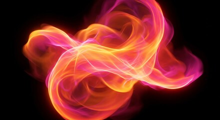 Abstract Pink and Orange Fire Flames Swirling Energy Dynamic Flowing Light Design