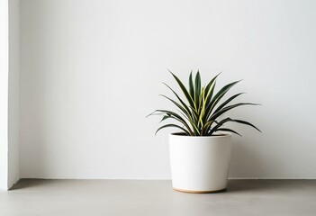 Obraz premium A potted plant sitting on top of a cement floor.