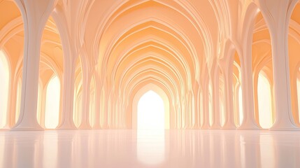 Elegant Hallway With Archways and Pillars of Light