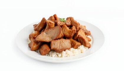 Fototapeta premium Adobo Philippine Dish on White Background 3D Rendering Isolated