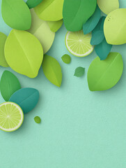 Green Lime Citrus Leaves Botanical Background Digital Art Bright Vibrant Fresh Nature Organic Eco Seasonal Healthy Texture Abstract Contemporary Minimalist Refreshing Culinary Oasis Design