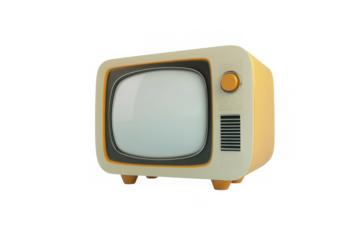 Retro yellow television illustration on transparent background
