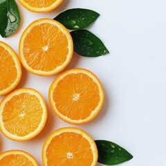 Fototapeta premium Fresh Orange Slices: Natural Citrus Fruit for Vitamin C and Summer Nutrition