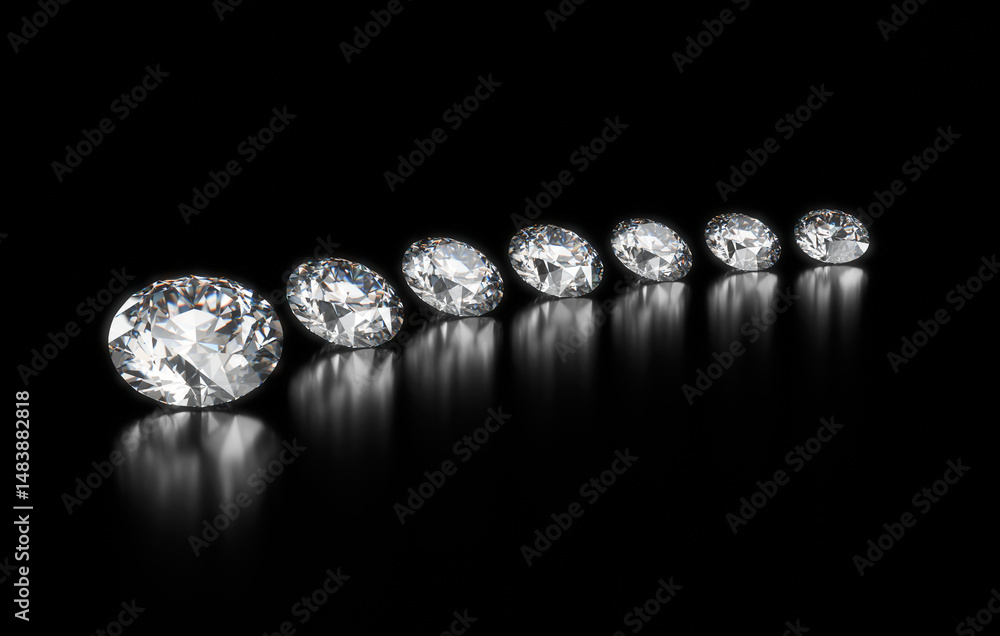 Aufkleber diamonds group placed on glossy background 3d rendering