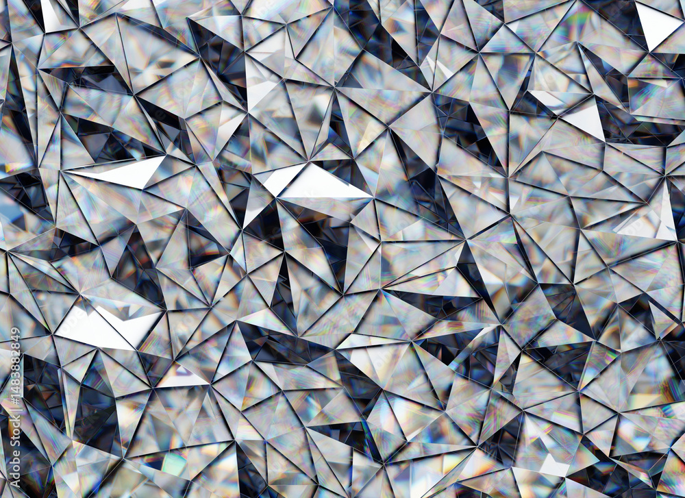 Poster crystals texture with prism spectrum caustic reflection close up background 3d rendering