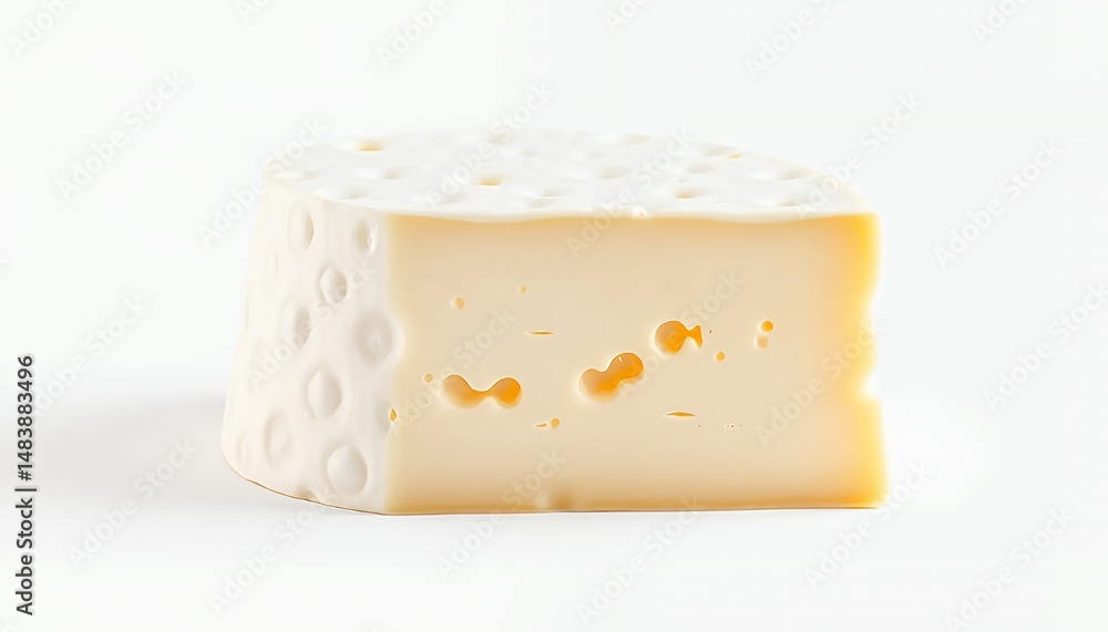 Poster Detailed 3d Render of Reblochon Cheese from France Isolated on White Background Demonstrating Creamy Texture and Distinct Rind Pattern Perfect for Culinary and Educational Use