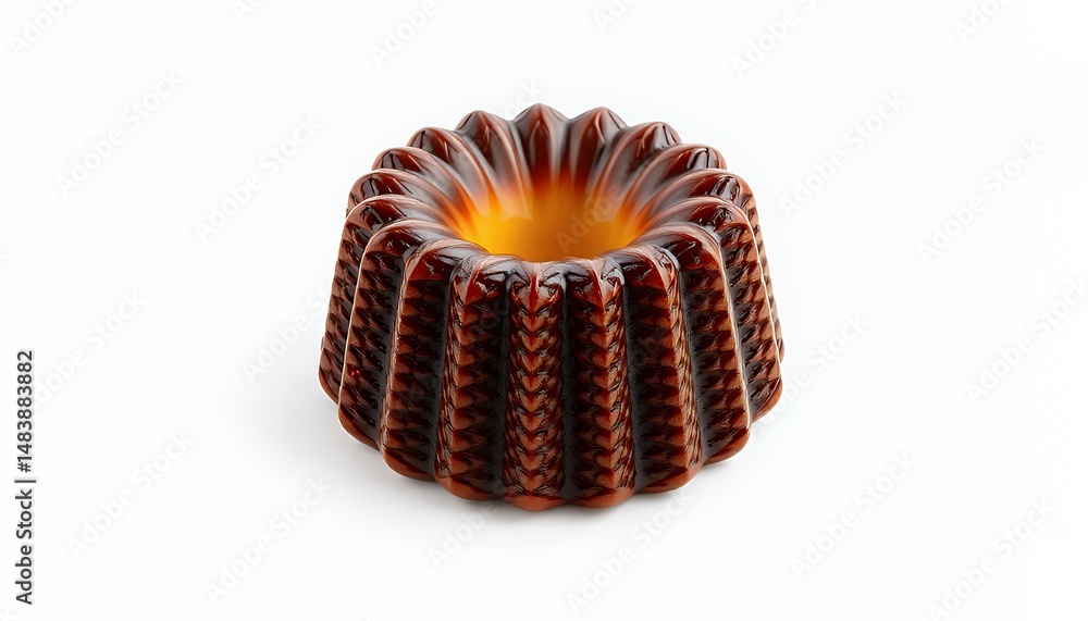 Poster exquisite 3d render of a canel? pastry with caramelized texture isolated on white background in deta
