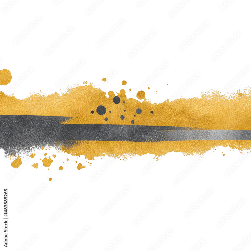 Poster dynamic abstract design featuring gold and black paint splatter with textured brushstroke effect, cr