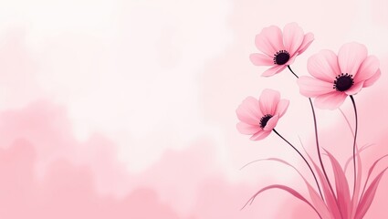 Fototapeta premium Dreamy impressionistic pink floral art with soft pastel background and delicate flowers