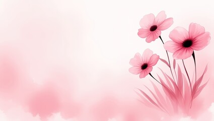 Fototapeta premium Serene impressionistic pink floral digital painting with a soft pastel background