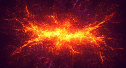 Fiery Cosmic Burst - Abstract of a vibrant, fiery cosmic explosion with orange and red hues. Perfect for backgrounds or design elements
