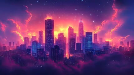 Obraz premium Cloud City Concept, Futuristic Urban Design, Digital Cloud Computing and Smart Technology