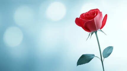 Obraz premium Elegant Red Rose with Bokeh Background for Valentine's Day