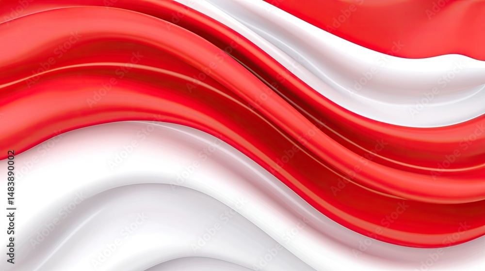 Poster abstract red and white wave design