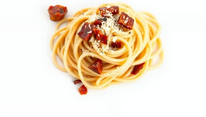 Spaghetti alla Bottarga a Sardinian Pasta Dish Featuring 3D Render Isolated on White Background