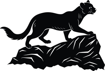 Fototapeta premium Fossa Silhouette Mid Leap on a Rocky Surface