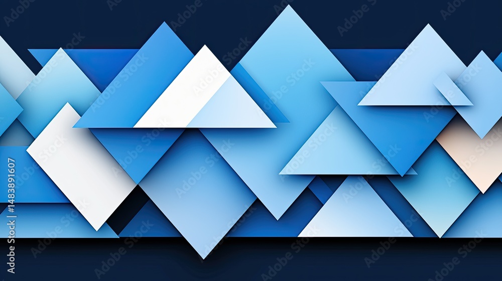 Poster abstract blue and white geometric triangle pattern