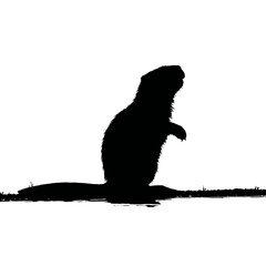 Obraz premium Solid black silhouette of a beaver building