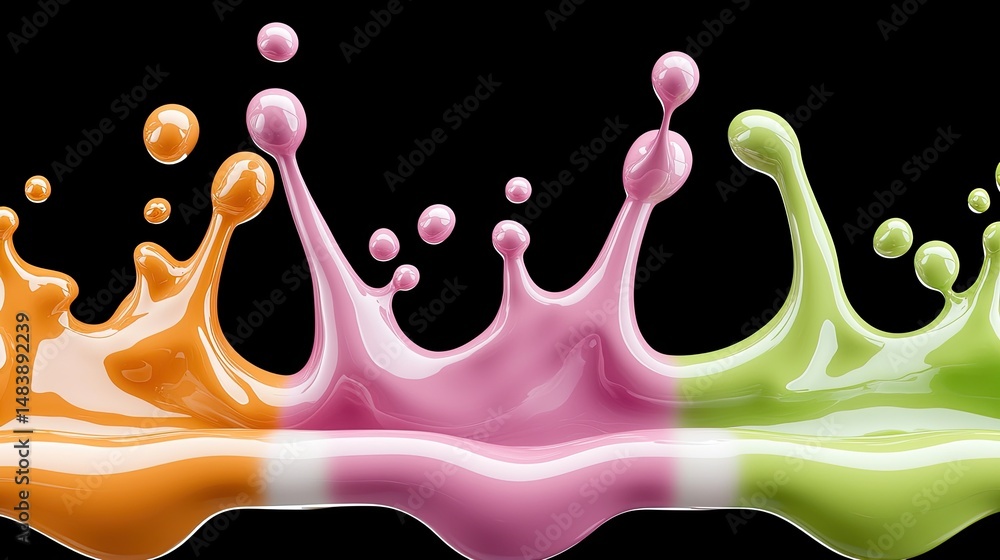 Poster colorful liquid splashes create abstract art design