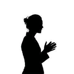 Solid black silhouette of a businesswoman negotiating