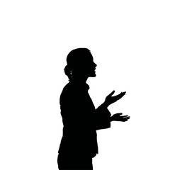 Solid black silhouette of a businesswoman presenting