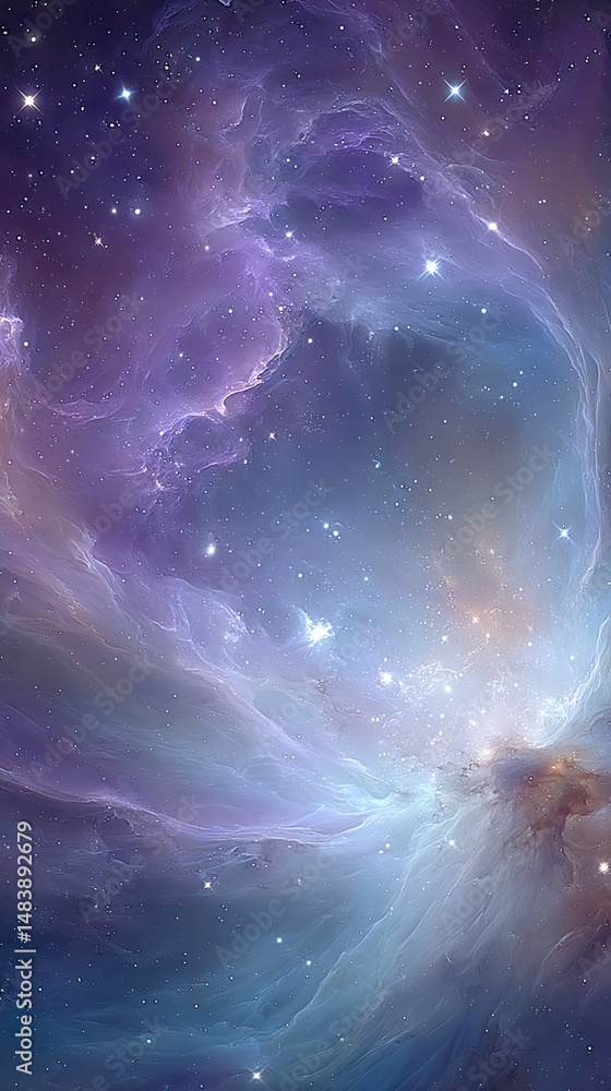 Aufkleber cosmic nebula transforming into human brain neural network in deep blue hues