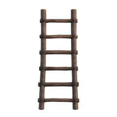 Rustic wooden ladder with five rungs, showcasing simple and sturdy design, perfect for outdoor or indoor use in natural setting