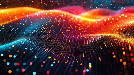 Colorful dots and lines connection on abstract technology background for digital networks.