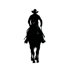 Solid black silhouette of a cowboy riding