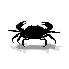 Solid black silhouette of a crab crawling