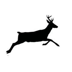 Solid black silhouette of a deer running