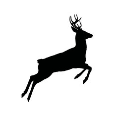 Solid black silhouette of a deer running