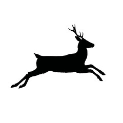 Solid black silhouette of a deer running