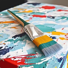 Fototapeta premium Vibrant Abstract Painting with Paintbrush