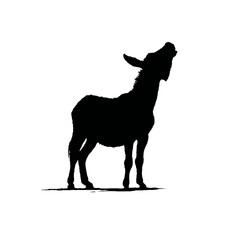 Solid black silhouette of a donkey braying
