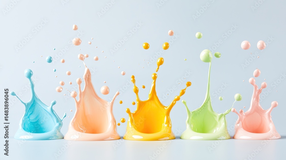 Aufkleber Five Colorful Paint Splats Create A Vibrant Display
