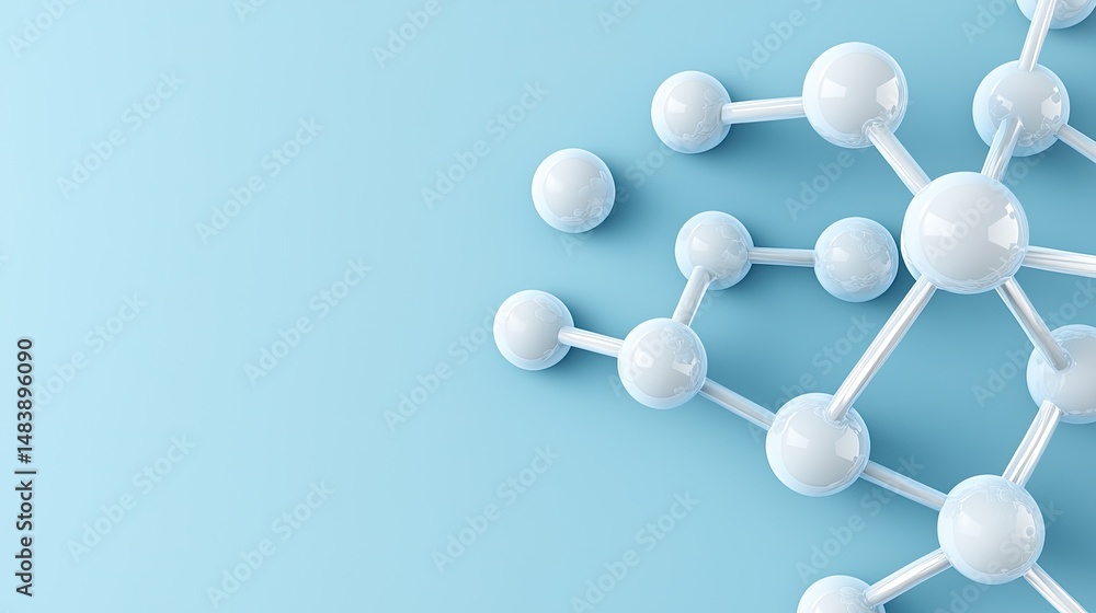 Aufkleber abstract molecular structure on light blue background