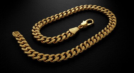 Fototapeta premium Gold Curb Chain Necklace - Luxurious gold curb chain necklace, perfect for adding a touch of elegance to any outfit. Heavy, durable, and stylish