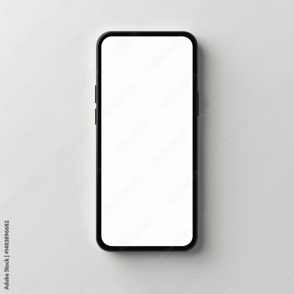 Poster modern smartphone with blank white screen on white surface. digital display for app presentation web