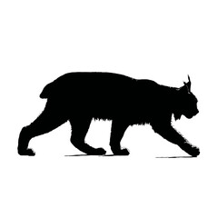 Solid black silhouette of a lynx stalking