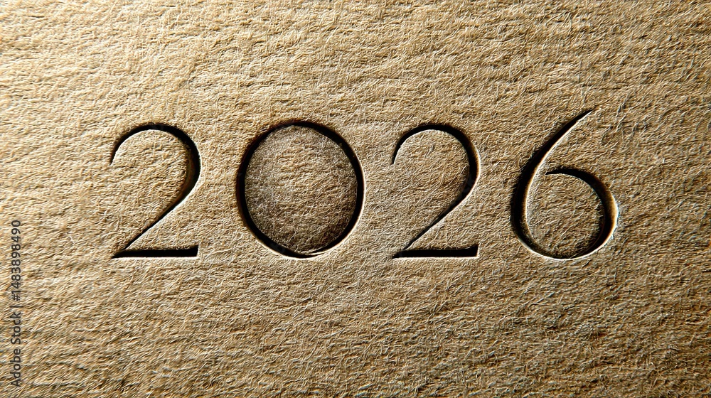 Poster Symbolic Icon and Number Design on Textured Kraft Paper for Creative Projects and Branding