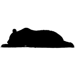 Solid black silhouette of a panda sleeping